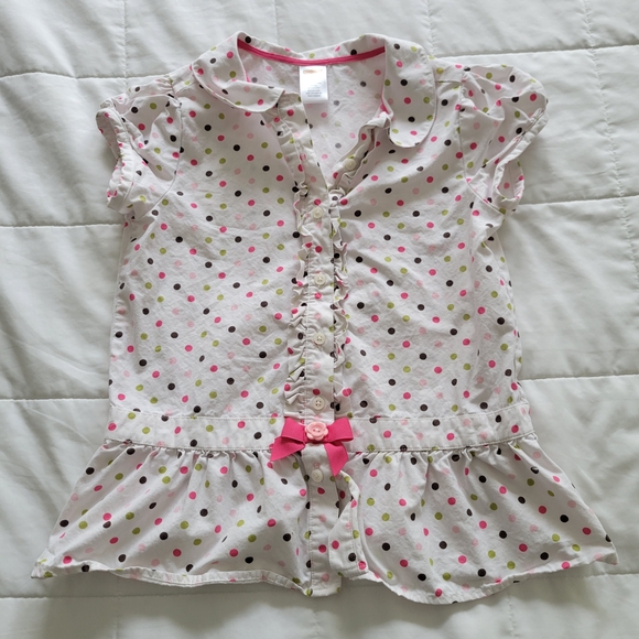 Gymboree Polka Dot Ruffle Blouse - Pink, Green, Brown - Picture 1 of 3